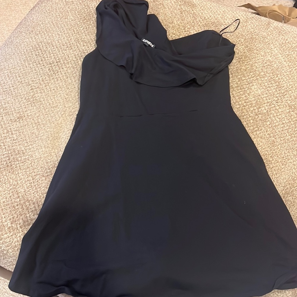 Express fit and flare one shoulder dress